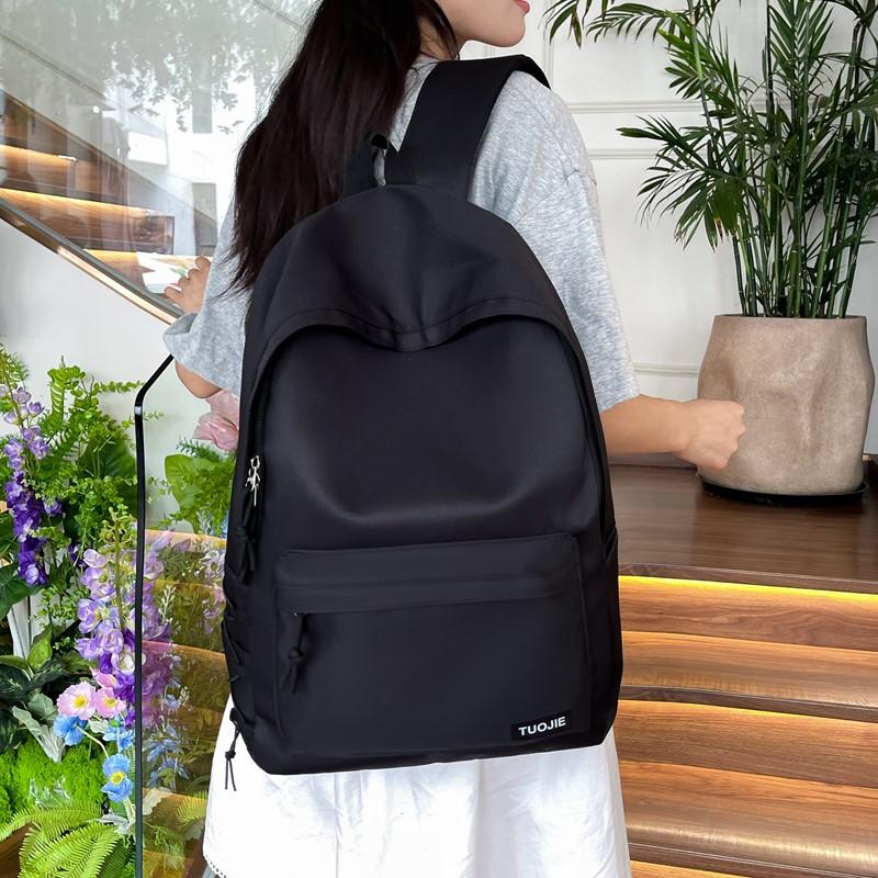 Women Lightweight Waterproof Backpack Solid Color Student Schoolbag