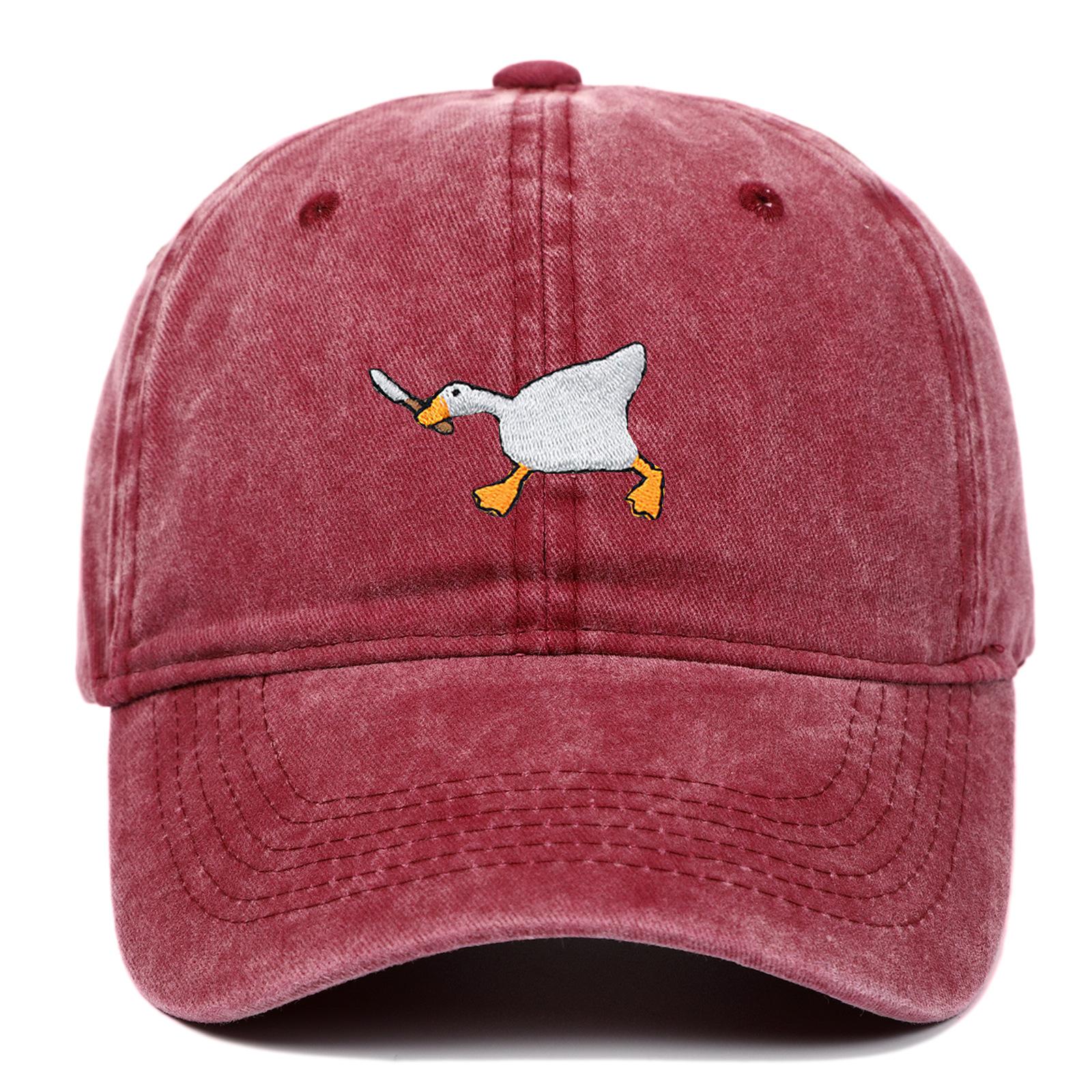 Casquette de baseball brodée avec motif d'oie pour hommes et femmes, casquette à visière style canard décontractée et tendance pour la ville bordeaux