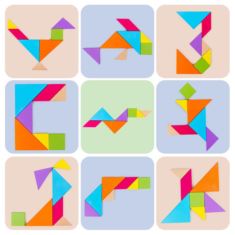 Solid Wood Tangram Puzzle – Elementary School Educational Toy