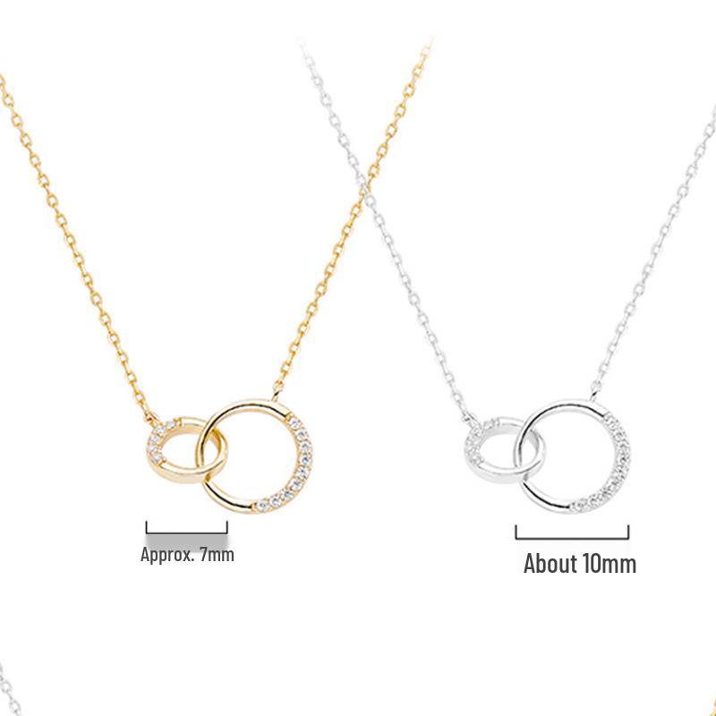 Elegant Double Circle Metal Alloy Necklace - Luxury Clavicle Chain Jewelry for Women