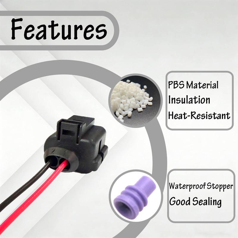 Waterproof 2-Pin Connector Plug 2Pcs For VW Headlight Washer Pump Fits For Passat Tiguan Polo Golf Transporter Part 1J0973722A