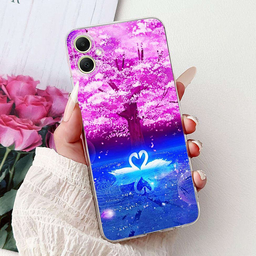 For Samsung A05 Case Clear Cute Cat Fashion Flowers Cool Painted Back Cover For Samsung Galaxy A05 Phone Case SM-A055F SM-A055M