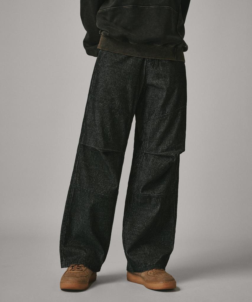 Beodeonteu Corduroy Cut-Out Layered Pants [Black]