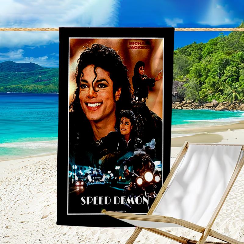 Beweis Strandtuch mit einem Michael Jackson Muster - weich, saugfähig, schnell trocknend, maschinenwaschbar - perfekt zum Schwimmen, Camping, Baden