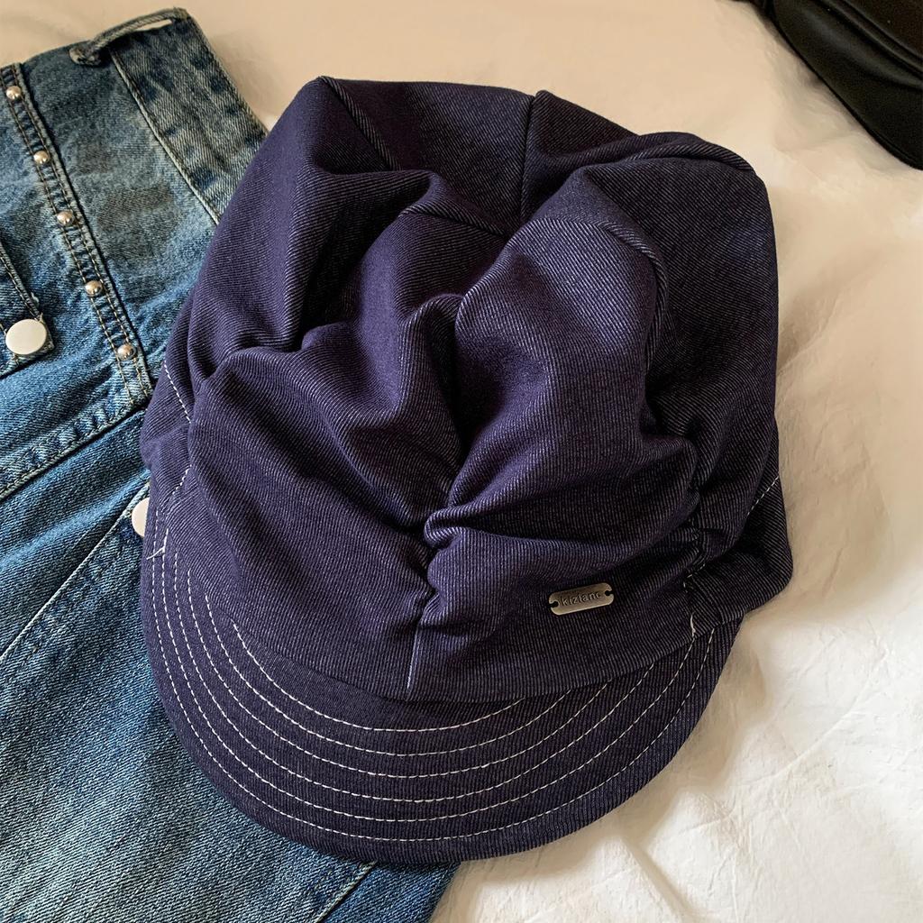 Spring and Autumn Folded Denim Octagonal Hat Women's Face Small Shade Basin Hat Versatile Fashion Painter Hat