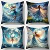 4Pcs Fantasy Magic Style Pillow Covers, Enchanting Fairy & Moon Print Cushion Cases, Cozy Home Decor For Bedroom Living Room