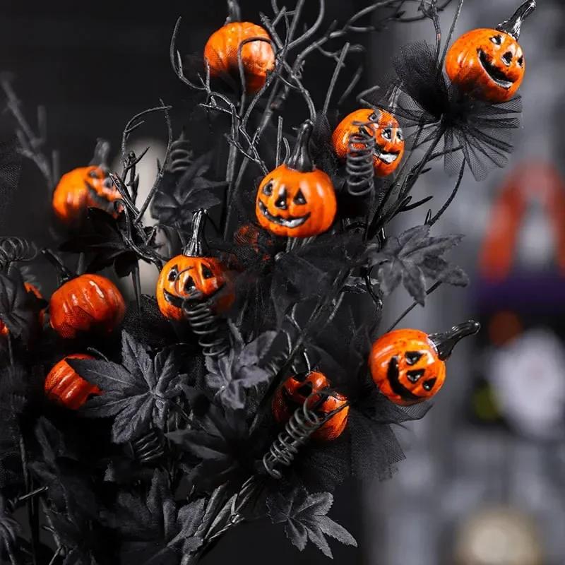Simulated Pumpkin Maple Leaf Bundle Halloween DIY Decoration Creative Design Ornament Party Outdoor Black Branches Leaves