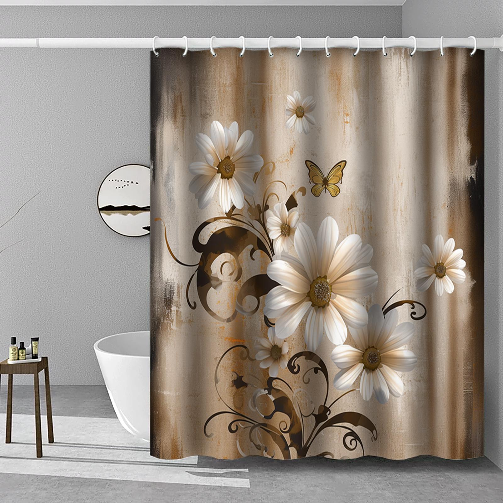 Ретро элегантная цветочная шторка для душа водонепроницаемая и устойчивая к плесени шторка для ванной комнаты толстая и прочная шторка для душа 90X180cm