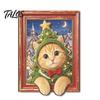 Magnetic Photo Frame Cute Cat Refrigerator Magnets, Christmas Kitty Frame, Lightweight Decals Retro Office Filing Cabinet Kitchen Holiday Decor