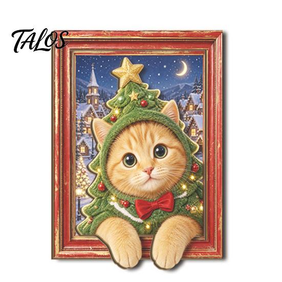 Magnetic Photo Frame Cute Cat Refrigerator Magnets, Christmas Kitty Frame, Lightweight Decals Retro Office Filing Cabinet Kitchen Holiday Decor