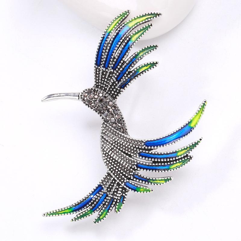 Japan Og Sør-Korea Søt Kreativ Kolibri Brosje Mote Legering Emalje Oljedråpe Diamant Nål Smykker