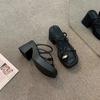 Internet celebrity temperament high-heeled sandals women's platform 2025 summer new fashion thick heel women's outer wear cover toe cool slippers