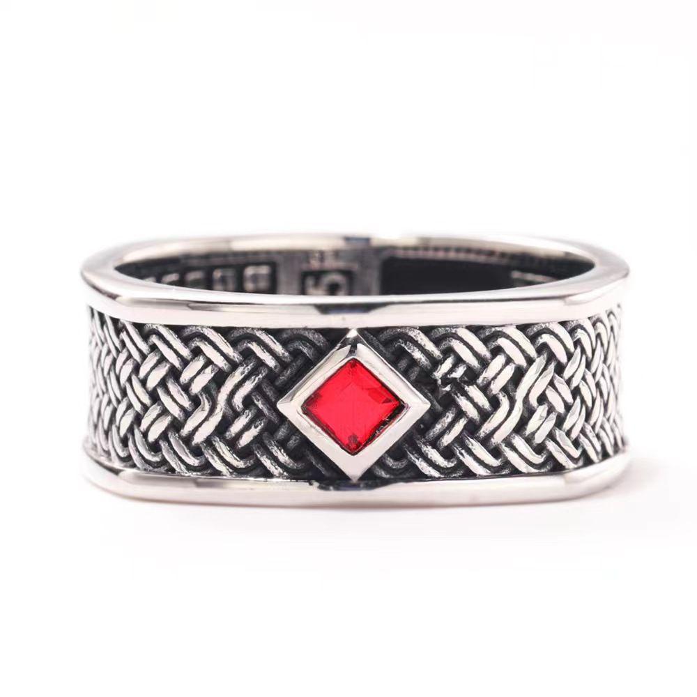 

European and American Jewelry Punk Style Square Rhinestone Men s Ring one size(US size 6-13)