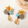 Autumn and Winter New Retro Personality Exaggerated Versatile Flower Water Drop Long Earrings Heavy Industry Temperament