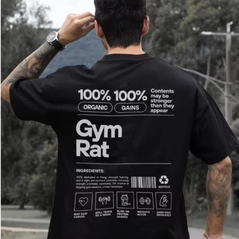 Pánské velké bavlněné tričko 2025Gym Mouse Muscle Mom Zábavné tričko na cvičení a fitness Pánské letní volné tričko