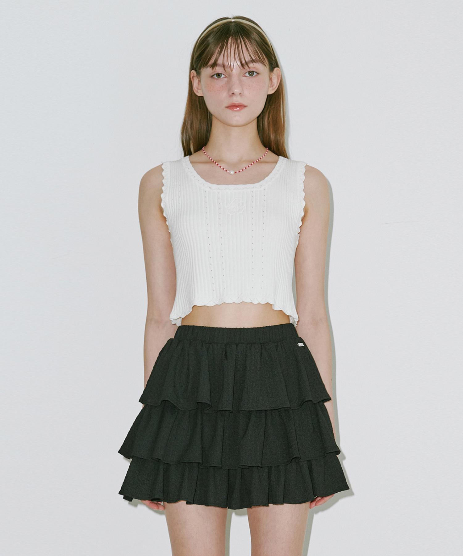 Belloel Eyelet Logo Sleeveless Ivory Free