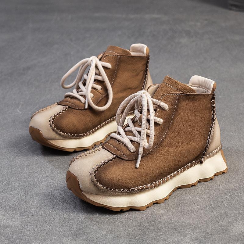 

Модные GKTINOO 2025 Новые Весенние Кроссовки из Натуральной Кожи Женская Обувь на Шнуровке Платформа Плоская Ручной Работы Повседневная Удобная Женская Обувь 250