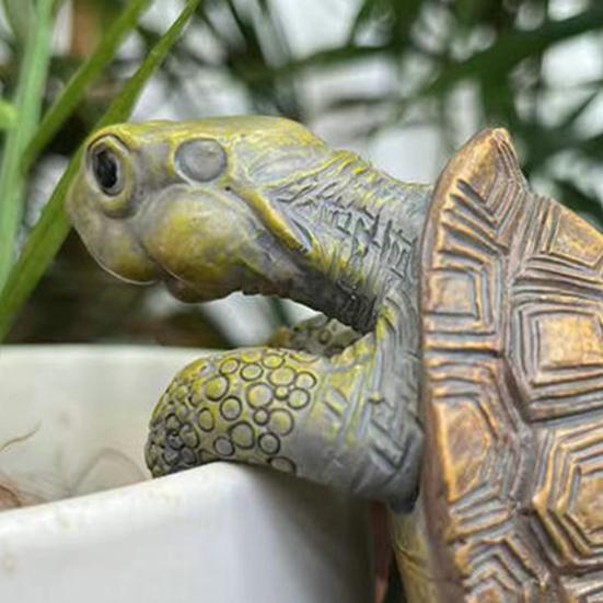 Yousheng Turtle Figurine Flower Pot Vase Hugger Planter Hanging Climbing Tortoise Resin Animal Statue Sculpture Indoor Outdoor Garden Decoration