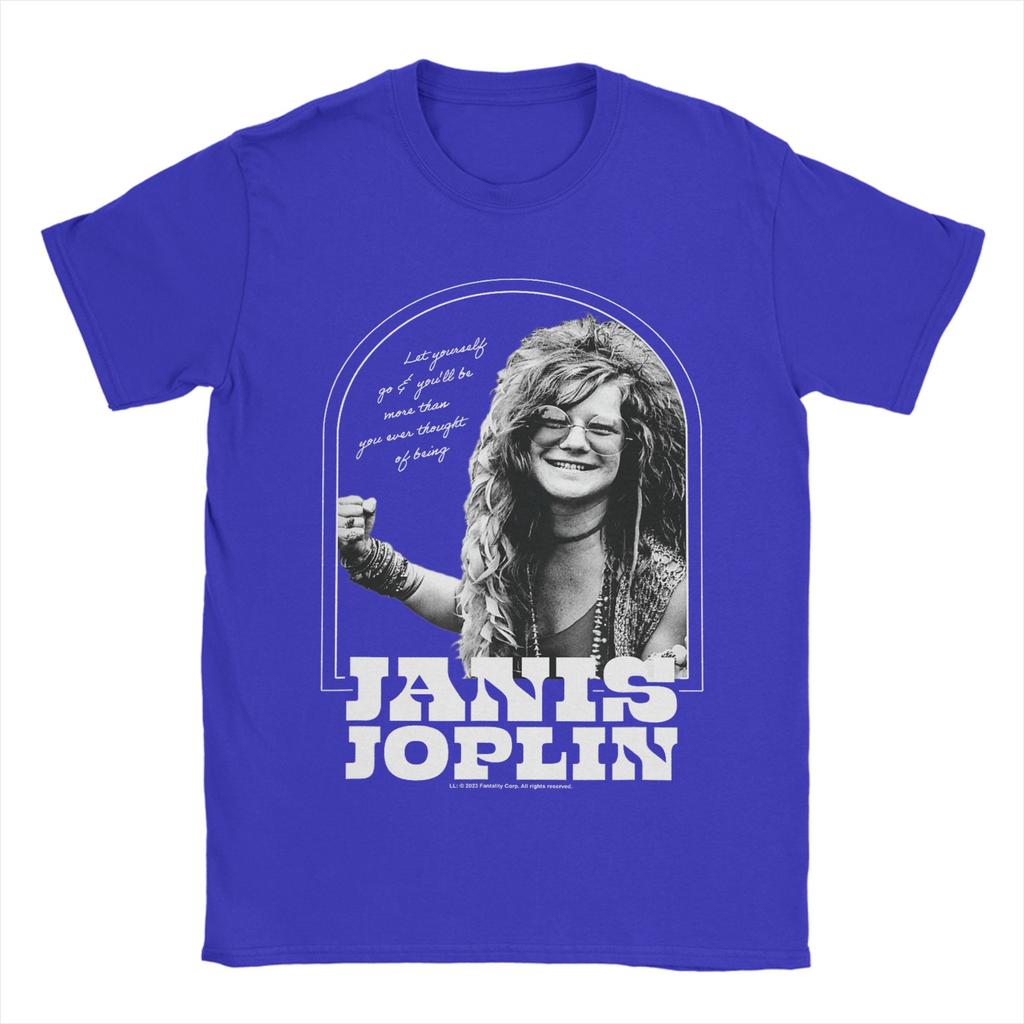 Mens TShirt Janis Joplin Let Yourself Go Be More Novelty Pure Cotton Tees Short Sleeve T Shirts Crew Neck Clothes Printed