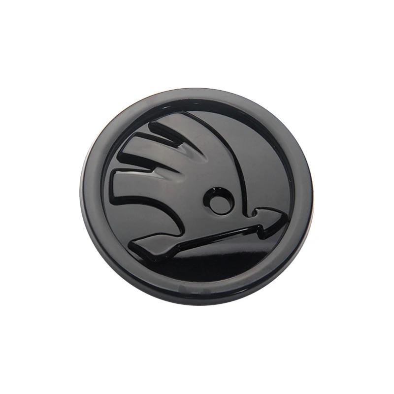 AHUQ1 2pcs 80mm/90mm 3D Car Emblem Badge Hood Front Rear Trunk Logo For Skoda Fabia 1 2 Octavia a7 RS Superb Rapid Yeti Karoq Vision