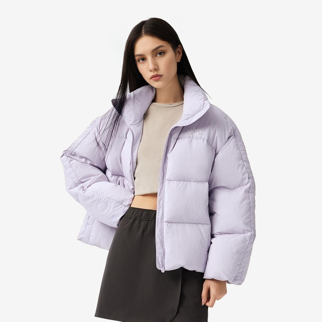 Li Ning Hot Pot Daunen Serie Wasserabweisende Stehkragen Buchstaben Print Warme Lässige Vielseitige Reißverschluss Kurze Winter Daunenjacke Damen Jacke AYMU478-4