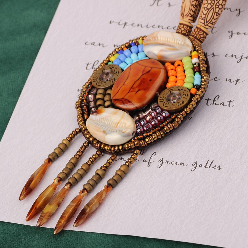 Bohemian Retro Exotic Style Handmade Bohemian Geometric Pendant Ethnic Tribal Style Jewelry Niche Necklace