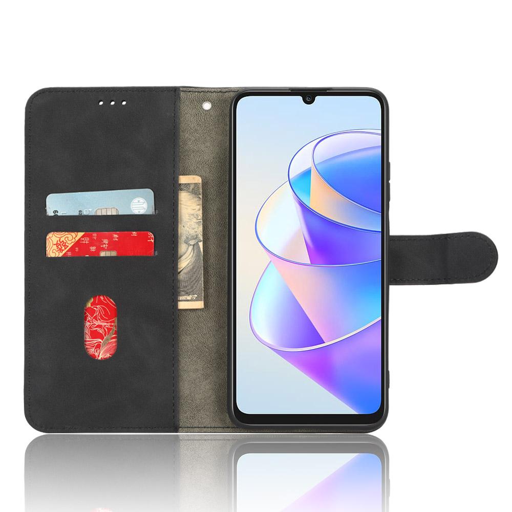 

For Honor X7a 5G PU Leather Mobile Phone Case Skin-touch Stand Wallet Anti-drop Flip Phone Cover Black