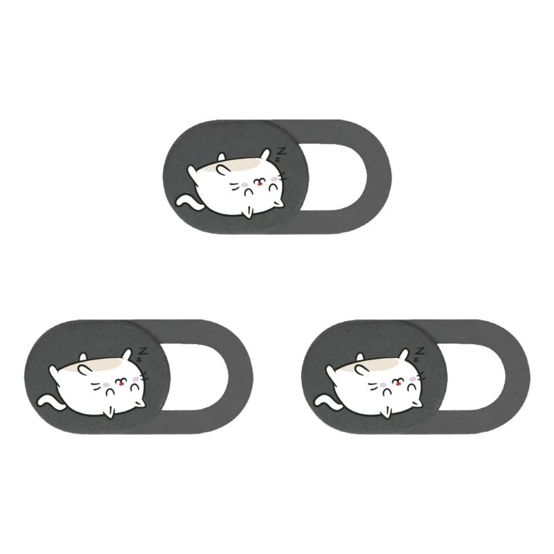 3pcs Cartoon Kitten Camera Cover Webcam Cover Slide Universal Web Camera Phone Camera Cover Protect Your Security