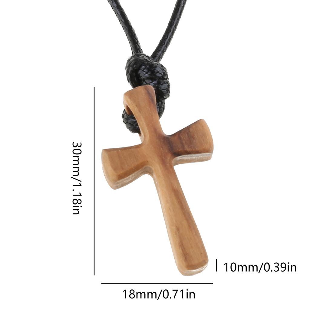 Wooden Cross Clavicle Chain Handmade Religious Crucifix Ornament Symbol of Faith and Hope Jewelry Gift for Christian