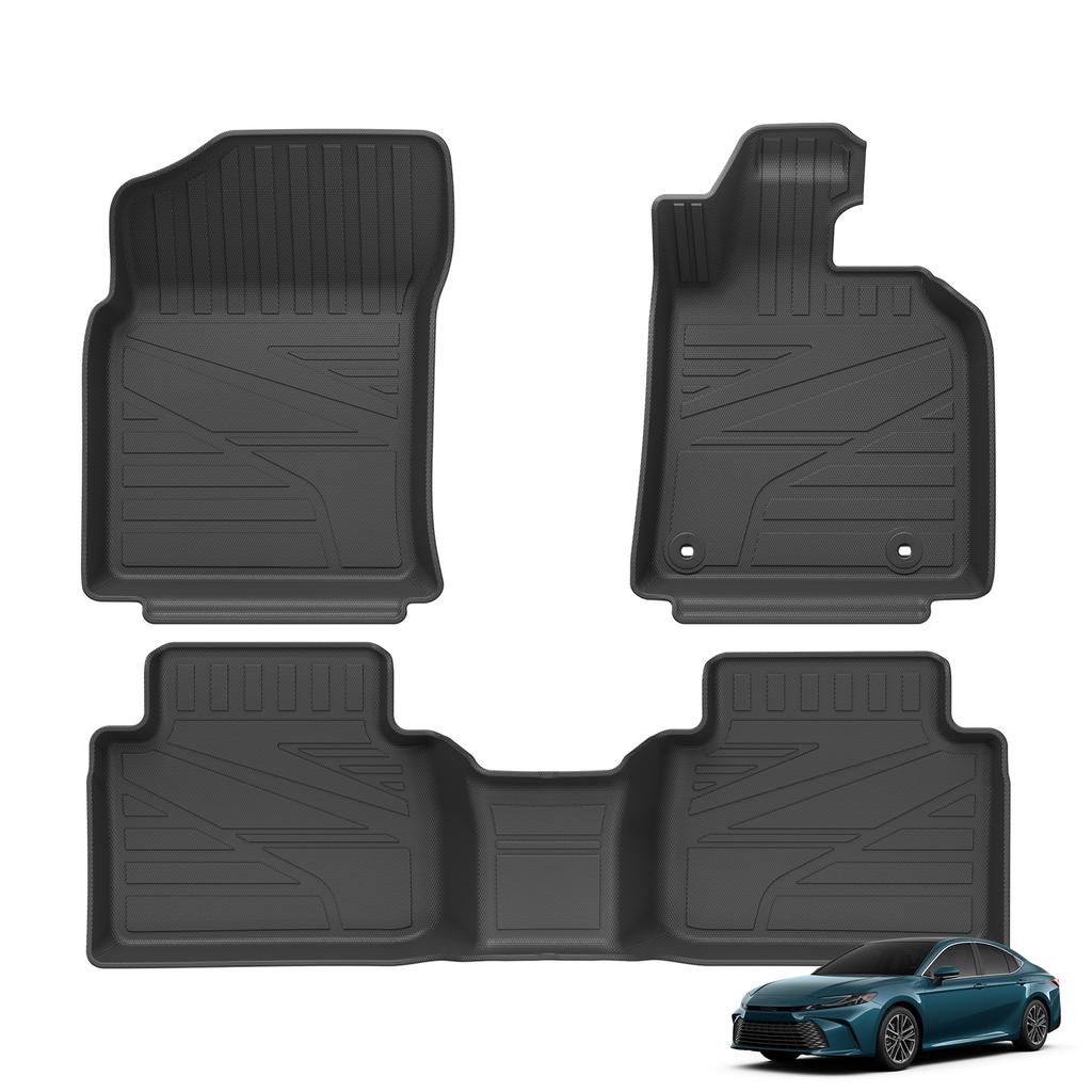 LUCKEASY Right Drive for Toyota Camry XV70 Hybrid Version 2018-2024 TPE Car Floor Mats Trunk Pad All-Weather Accessories Black