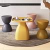 Hourglass Round Stool, Shoe Changing Stool - Colorful Geometric Aesthetics Design, Suitable for Modern Style Home Decor