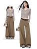 Women's 2025 Spring/Autumn Retro Loose Wide-Leg Jeans with Double Button Waistband