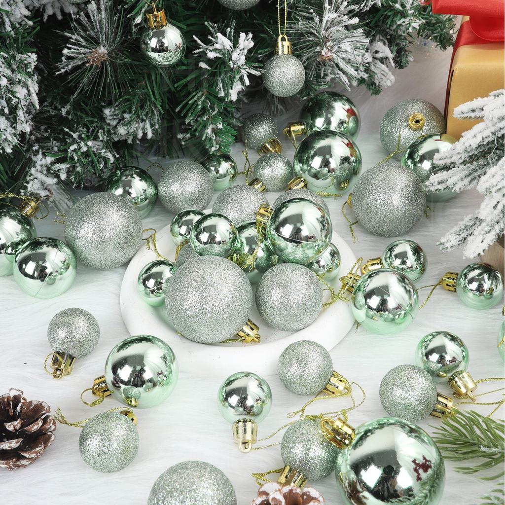 44-teiliges goldenes Weihnachtsbaumschmuck-Set Mattes und Glitzer-Finish zur Dekoration des Weihnachtsbaums Stabile Kunststoffkugeln mit Aufhängeschnüren