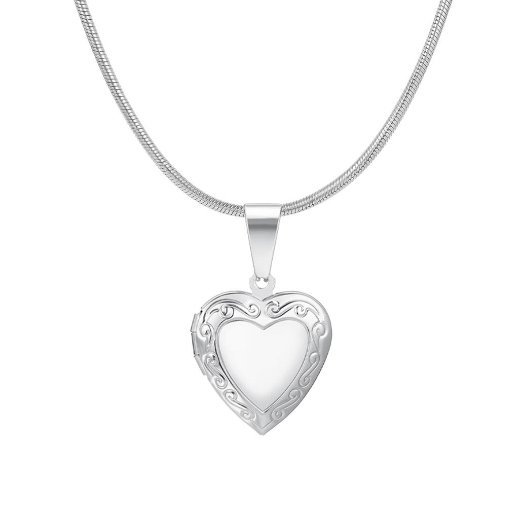 Women's Heart Shape Locket Pendant Necklaces Stainless Steel Snake Chain Necklace Trendy Jewelry Gift