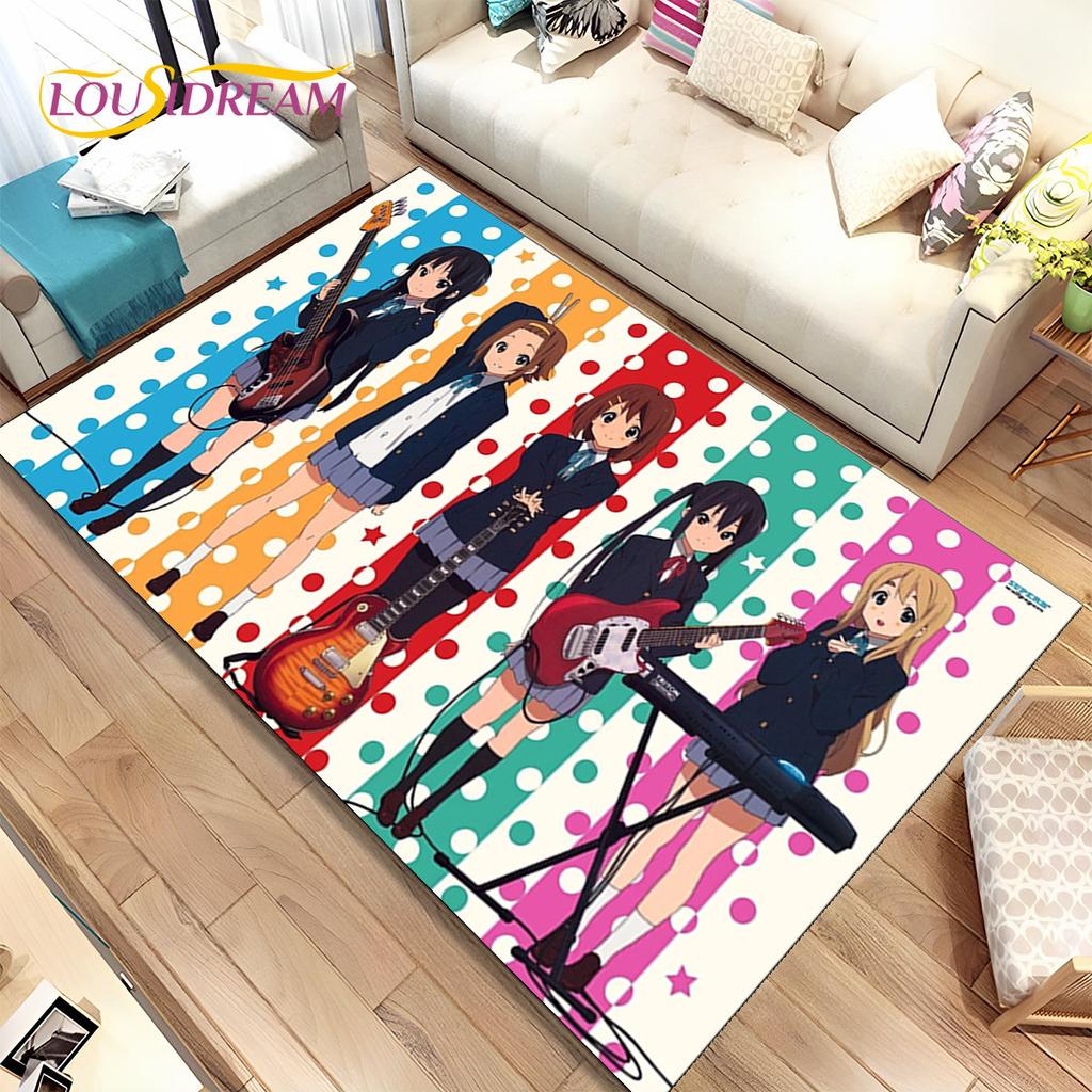K-ON Kreskówka Urocza Lolita Kawaii Dziewczyny Dywanik Obszarowy, Dywanik Dywanowy do Salonu Sypialni Sofa Wycieraczka Dekoracja, Antypoślizgowa Mata Podłogowa 3D