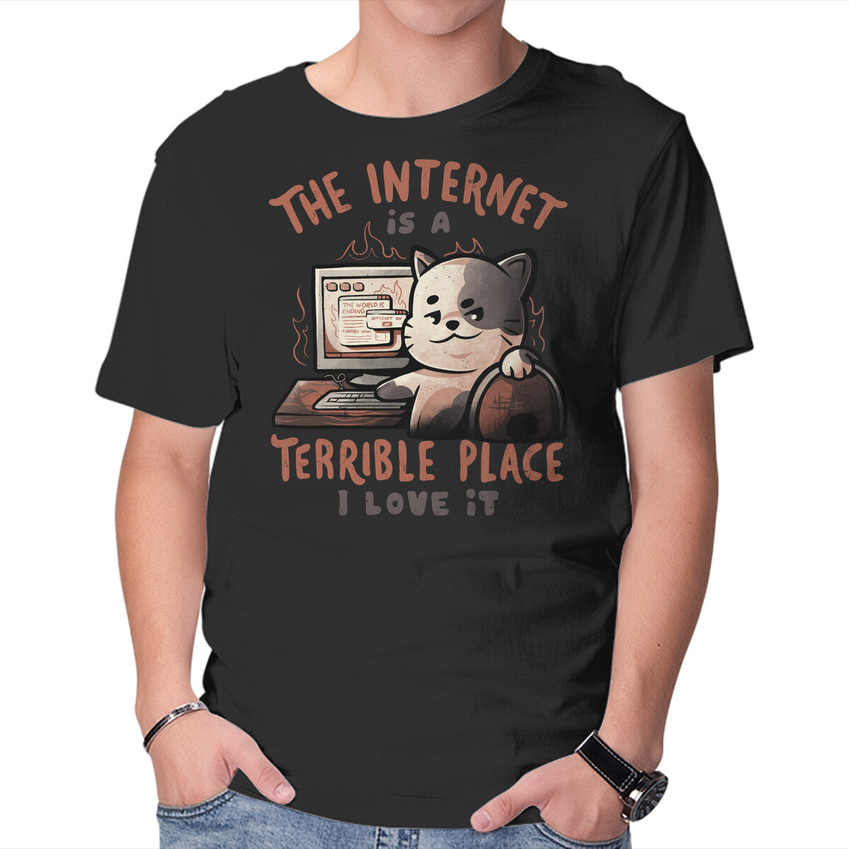 Unisex Crew Neck T-Shirt A Terrible Place Graphic Short Sleeve Casual Tee S
