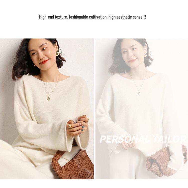 Autumn/Winter 2026 Women's Cashmere One-Shoulder Loose Pullover Sweater