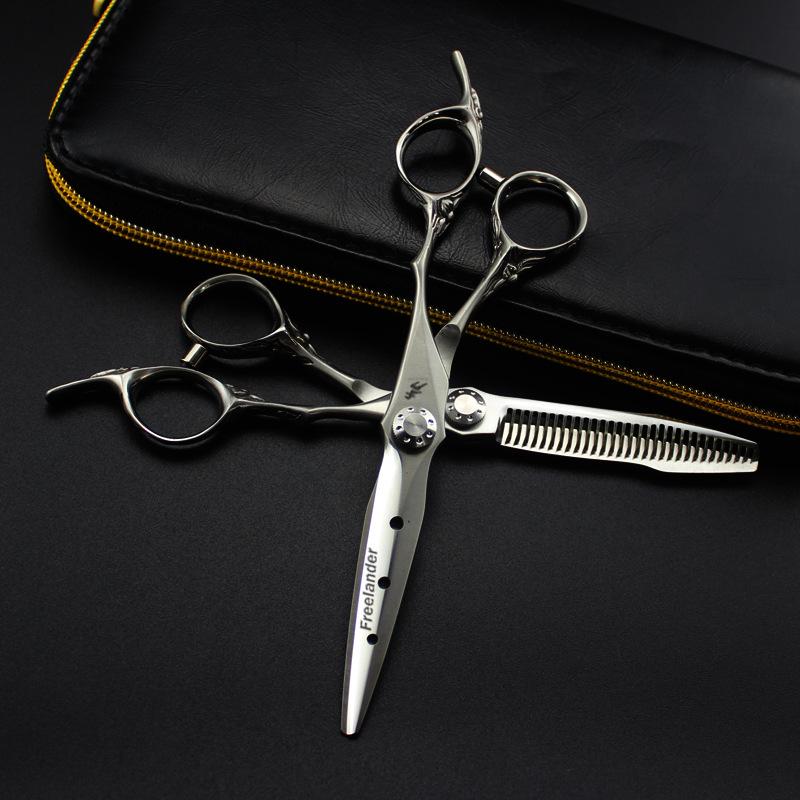 6.0 Floral Matte Hairdressing Scissors Set: Straight, Bang, & Thinning Shears Thinning Shears