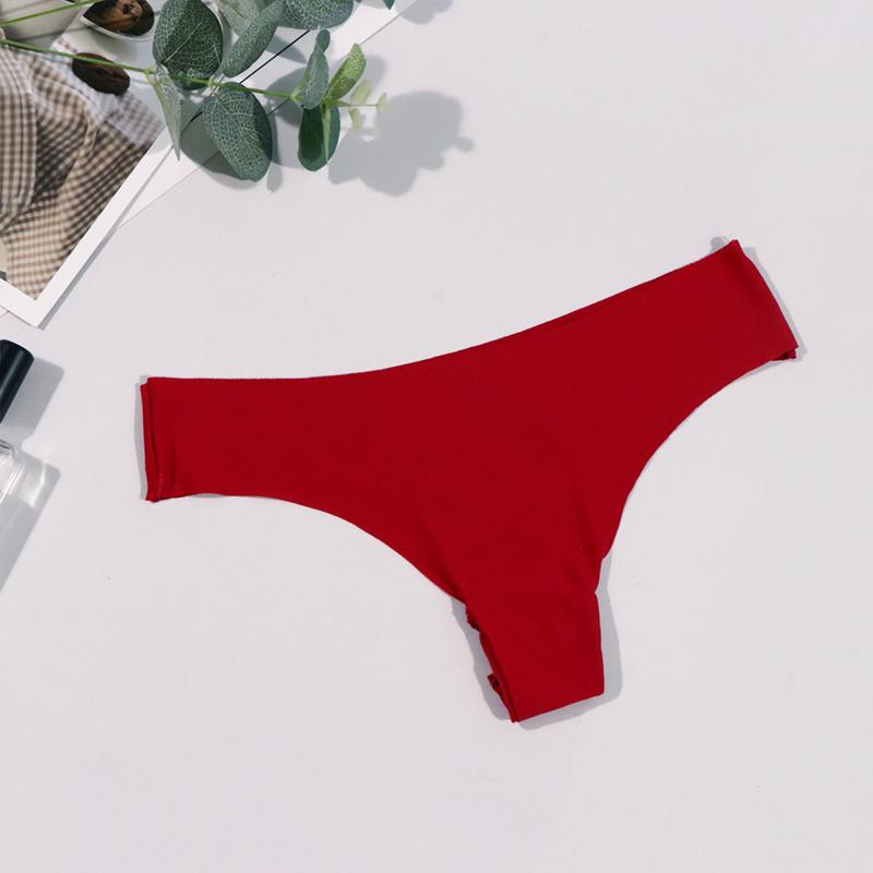 S-XL Ice Silk Panties for Women Low Waist Solid Color Underwear Panties Breathable and Comfortable Cotton Thong