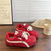 Women Casual Solid Color Lace Up Low Top Sports Training Sneakers