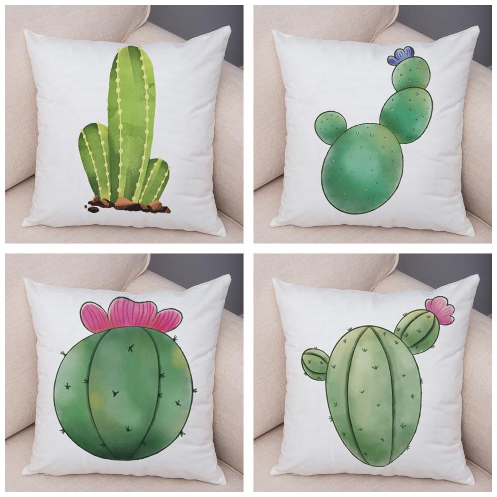 Sofa Zuhause Kissenbezug Aquarell Kaktus Dekorativer Druck Grüne Pflanze Kissen