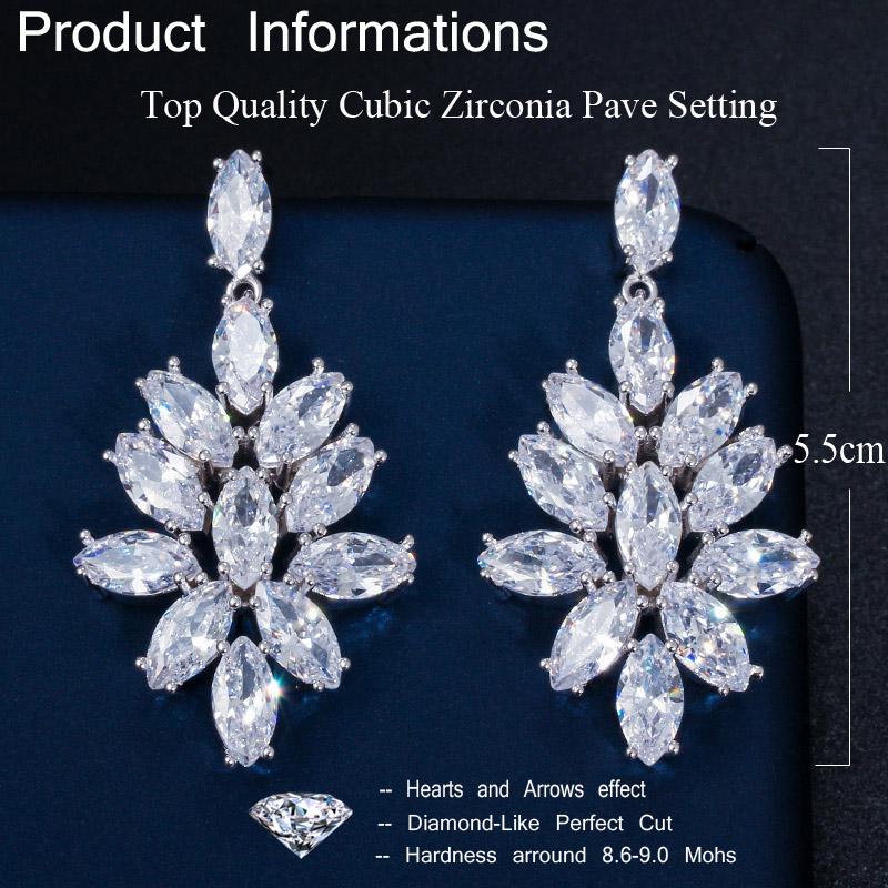 CMM Brudetilbehør Store Blomst Glitrende Cubic Zirconia Hengende Øredobber