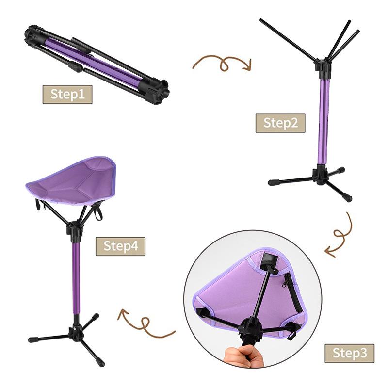 Folding Chair Collapsible Chair Retractable Walking Aid Crutch Stool Adjustable Hiking Chair For Outdoor Hiking Picnic TraveL