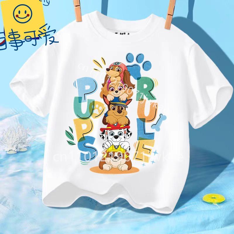 Kids Paw Patrol Cartoon Graphic Baby T Shirt Cotton Casual Short Sleeve Tee Boys and Girls 2026 Summer Toddler Clothing Tops