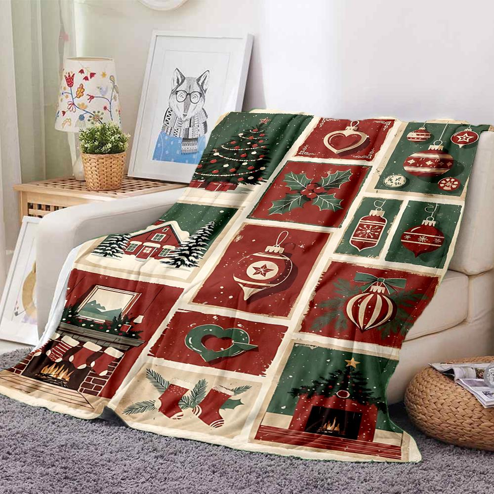 1Pc Christmas Winter Festive Blanket Soft And Comfortable Casual Warm Camping Travel Christmas Halloween Gift M91721