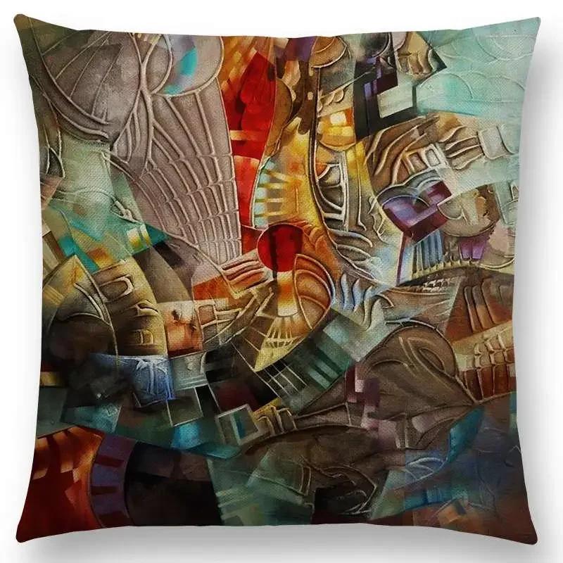 New Gorgeous Abstract Art Painting Mysterious Color Vortex Fantasy Geometry Retro Cushion Cover Car Sofa Throw Pillow Case