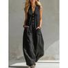 TIFICY Moda feminina casual verão primavera cor sólida estampa sem mangas decote em v cintura solta calças macacões e macacões