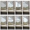 Stained Glass Window Film Transparent Glass Sticker Static Cling Iron Style Black Line Office Door Anticollision Home Decor