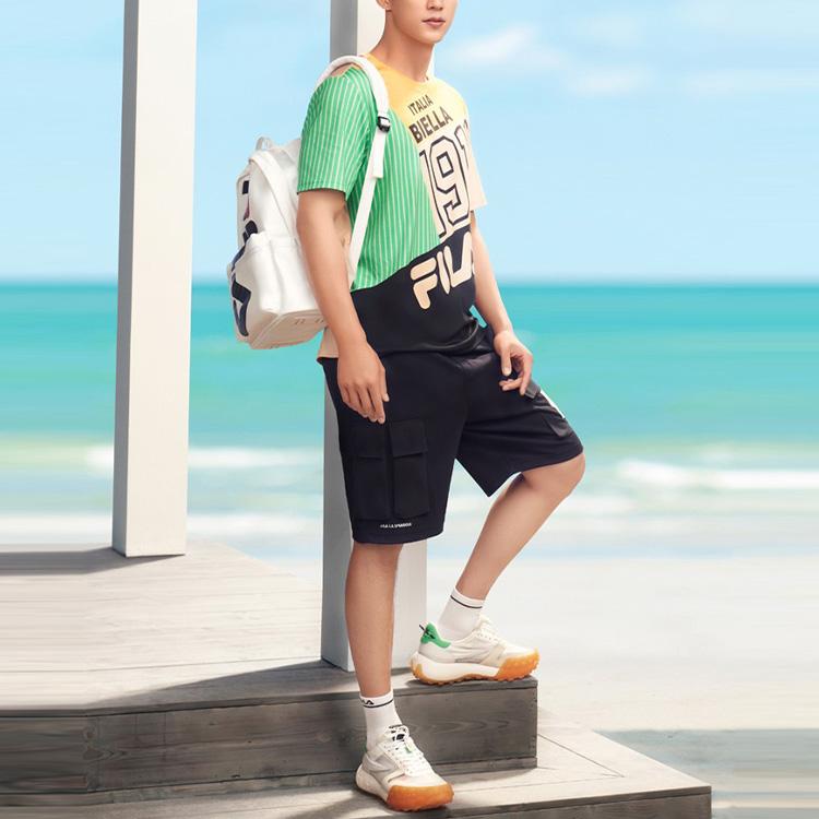 FILA Logo Print Multi-Pocket Loose Shorts Men Bottoms Heritage-Blue F11M128655F-NV
