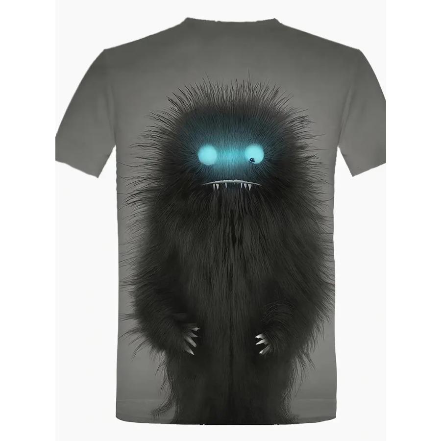 Tričko s krátkým rukávem a kulatým výstřihem a vzorem krokodýla v komiksovém stylu s motivem barvy a stop po něm, ležérní a elegantní topy pro muže v letním pouličním oblečení